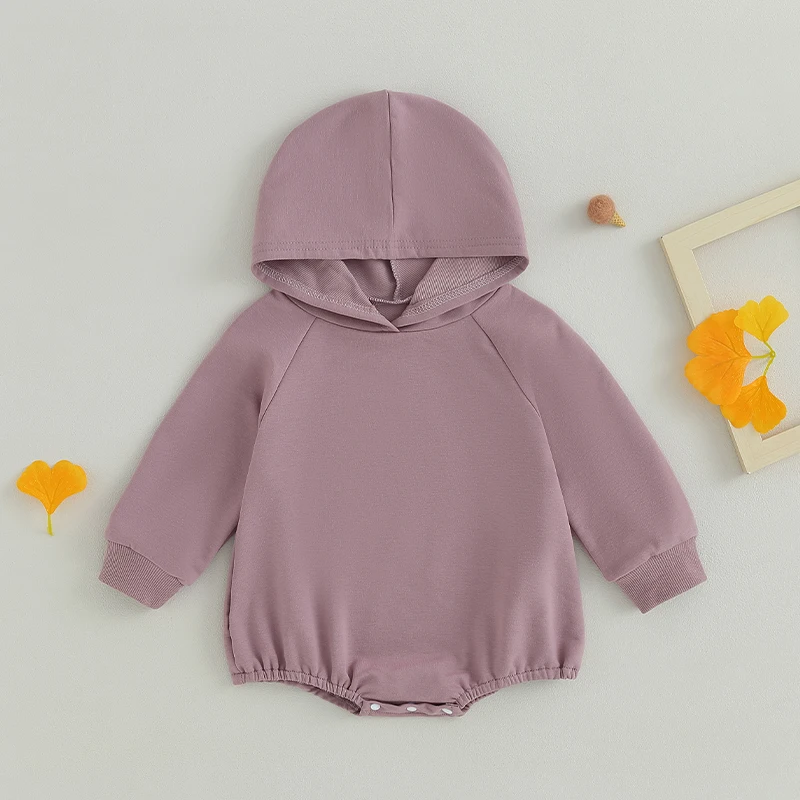 Newborn Baby Sweatshirt Romper Bubble Oversized Crewneck Pullover Hoodie Sweater Fall Outfit Solid 0-18 Months