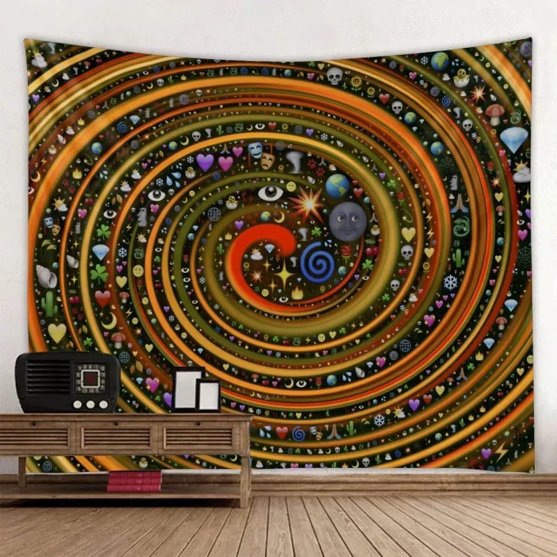 Sun Moon Mandala Tapestry Colorful Spiral Psychedelic Tarot Astrology Witchcraft Wall Hanging Hippie Bohemia Home Decor