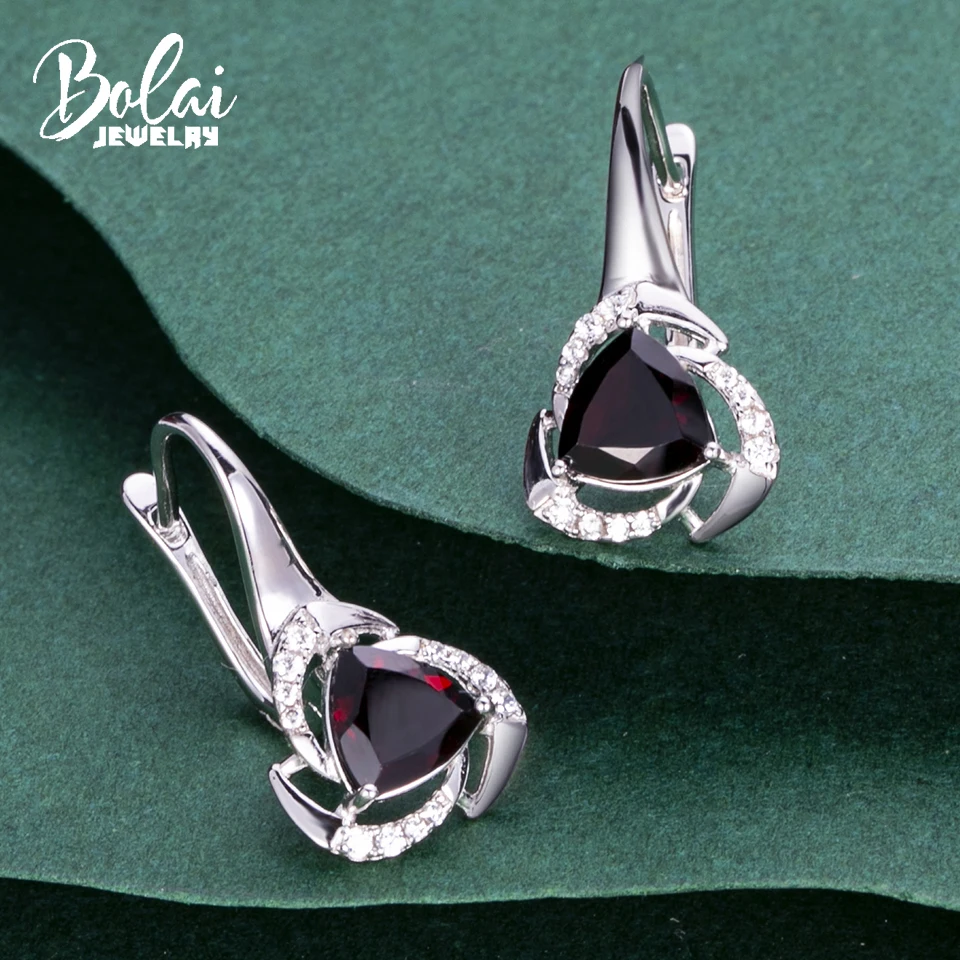 

Bolai Natural Garnet Dangle Earrings Real 925 Sterling Silver 7.0mm Gemstone Fine Jewelry for Women Gift Party Birthday New 2022