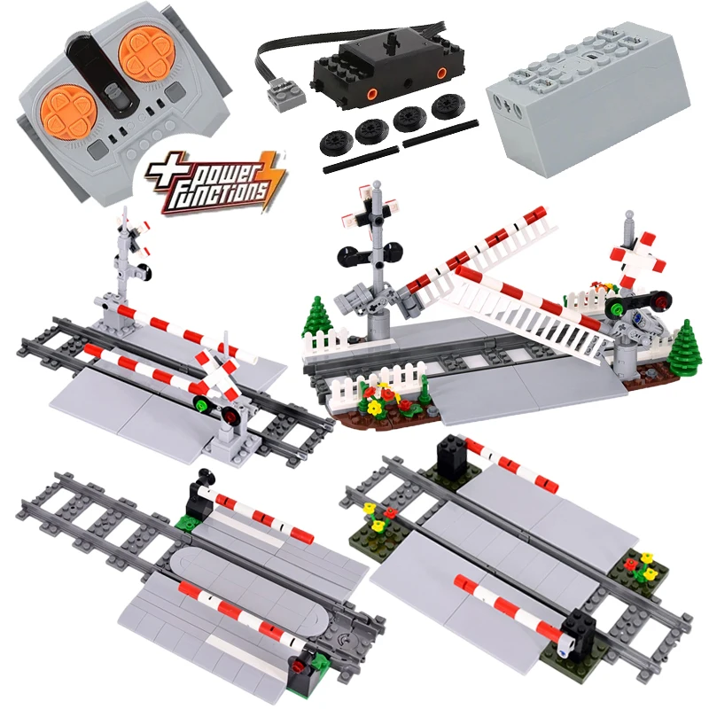 MOC Creative Expert Ideas City Train Railing Crossing Railway Express Bricks Building Blocks DIY Toys for children gifts