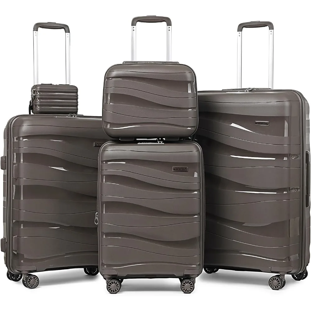 Melalenia Luggage Sets 3 Piece Expandable Suitcase Set, PP Hardshell Suitcase with Spinner Wheels