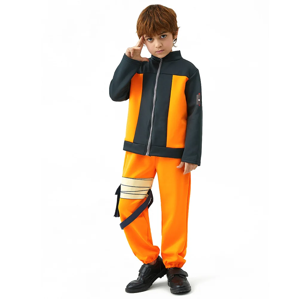 Anime Kids Uzumaki Akatsuki Cosplay Boys Girls Uzumaki Jacket Pants Headband Frog Wallet Child Uniform Kunai Halloween Costume