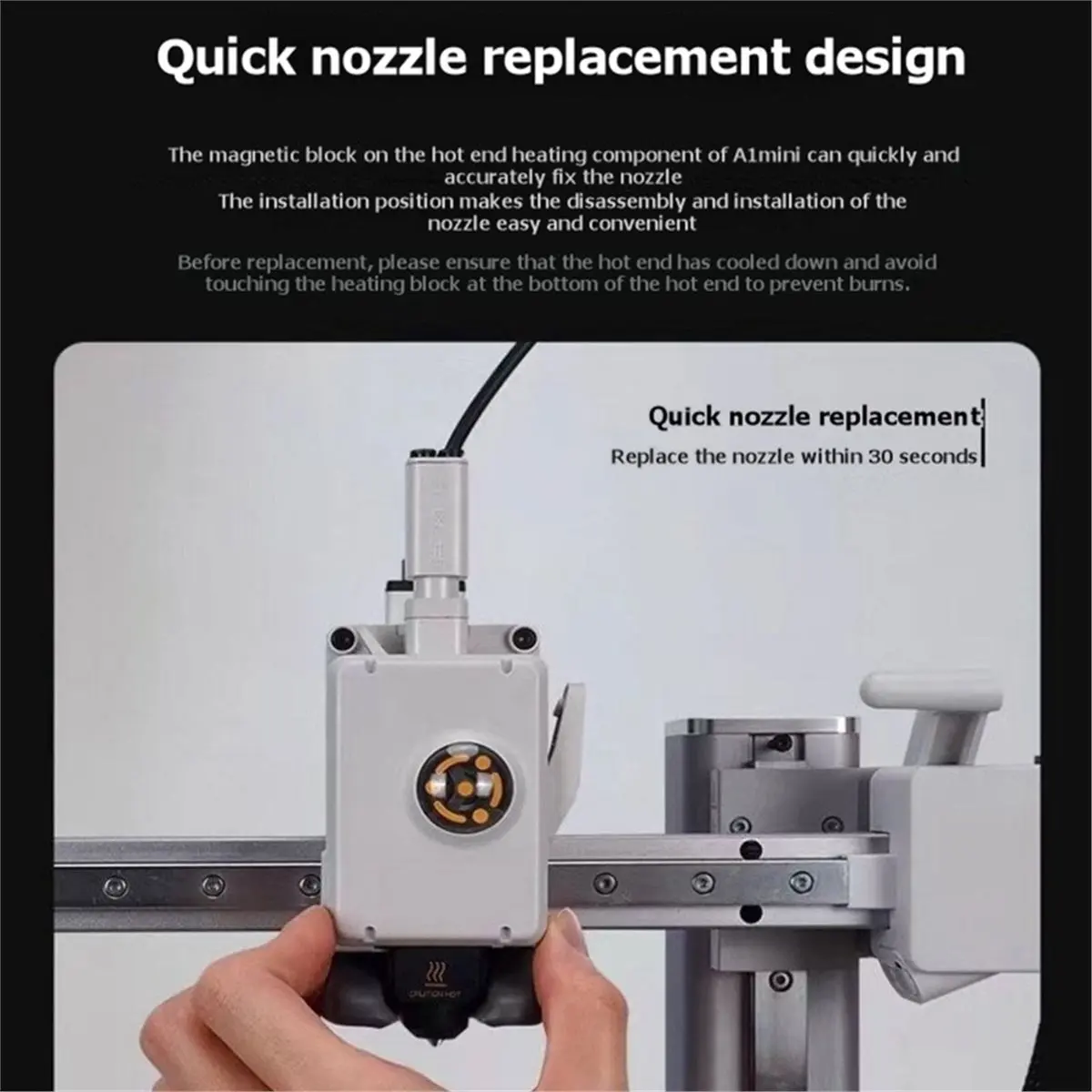 New Arrival Hotend Kit for A1/A1 3D Printer Accessories Hot End 0.2mm Replaceable Nozzle
