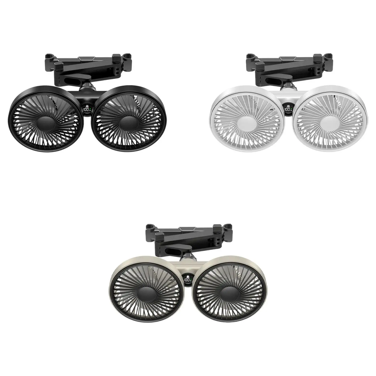 

Car Backseat Double Head Fan Durability Easy to Install Portable 3 Adjustable Speeds Versatile Strong Wind Auto Cooling Fans