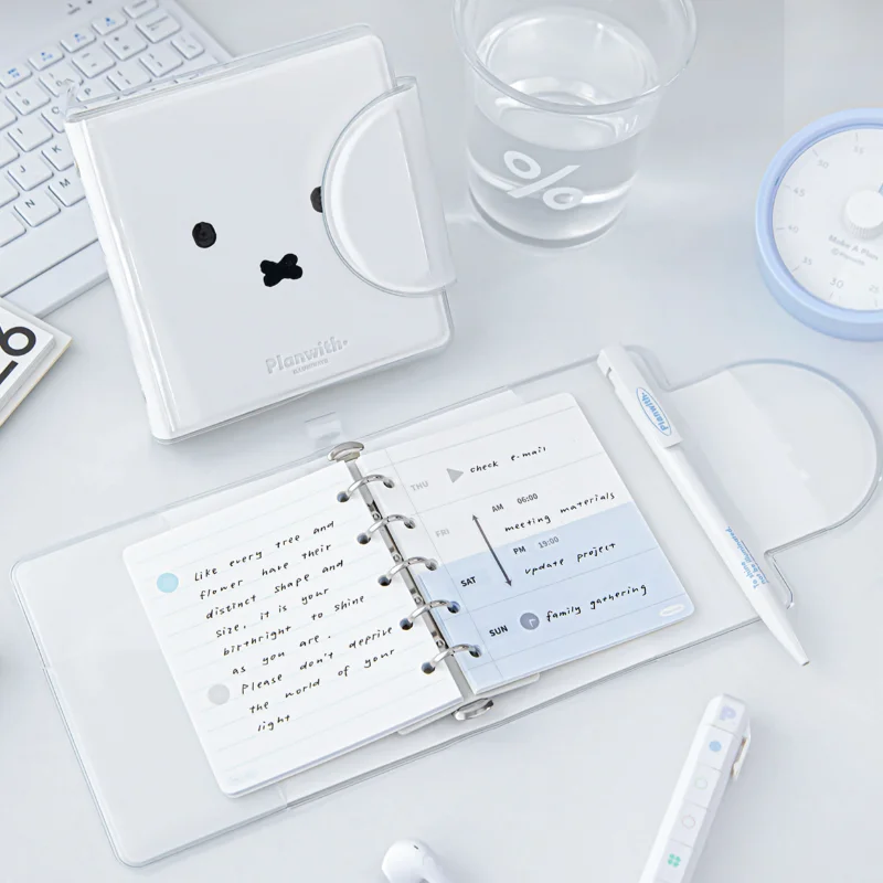 Magnetic Snap Loose-Leaf Journal PVC Cover A5 Notebook Square Diary Student Stationery Gift
