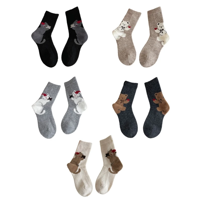 

Q22D носки с героями мультфильмов для женщин, женские зимние толстые теплые носки, вязаные шерстяные носки, термостойкие носки,