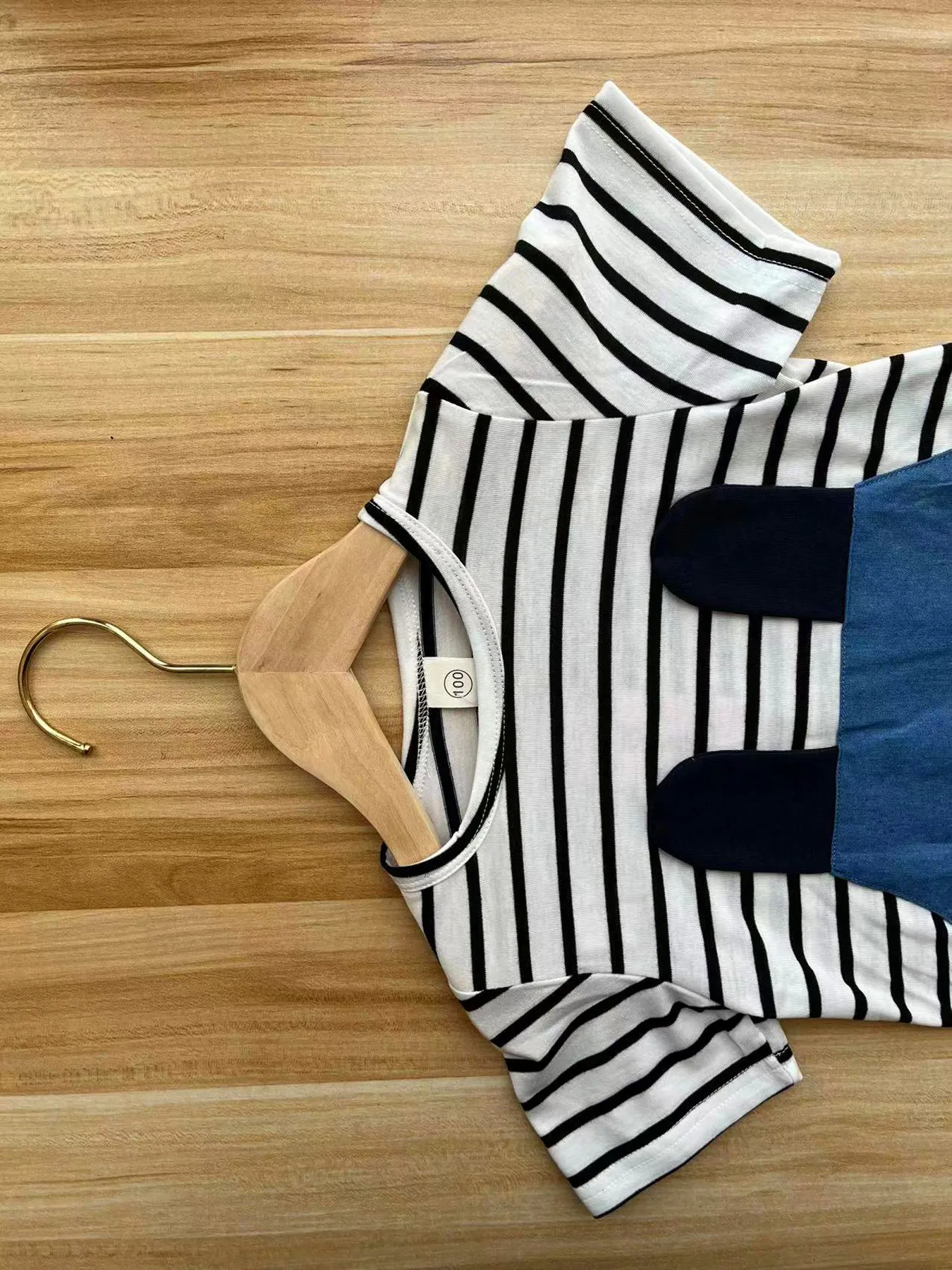 Girls Daily Wear Cartoon Rabbit Dress with Striped Splicing Short Sleeve A-Line Skirt Fashion Toddler Outfit view 3
