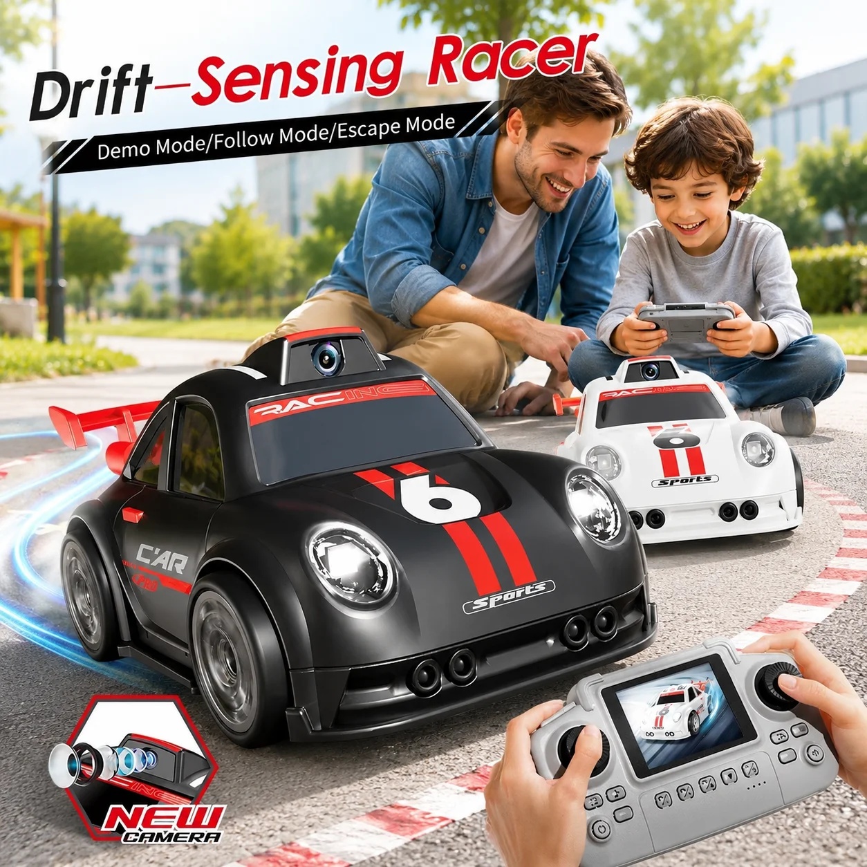 2.4Gdrift induction RC car model HD camera demonstration support rear-end mode high-speed RC racing toys suitable for children