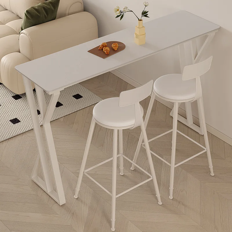 

Bar table Household wall partition Cream wind leisure small apartment simple high table Kitchen pure white bar table and chairs