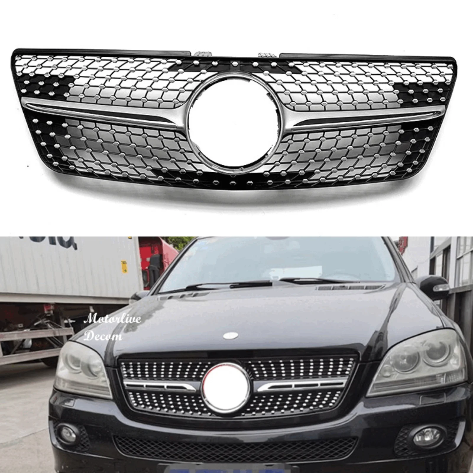 Car Front Racing Facelift Grill For Mercedes-Benz ML-Class W164 2009-2011 Silver