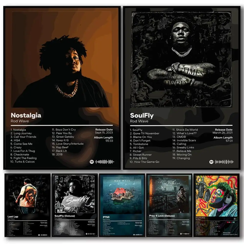 Pop Rapper R_Rod W_Wave álbum HD lienzo de lino póster impresiones artísticas de pared para sala de estar dormitorio Oficina decoración del hogar regalo