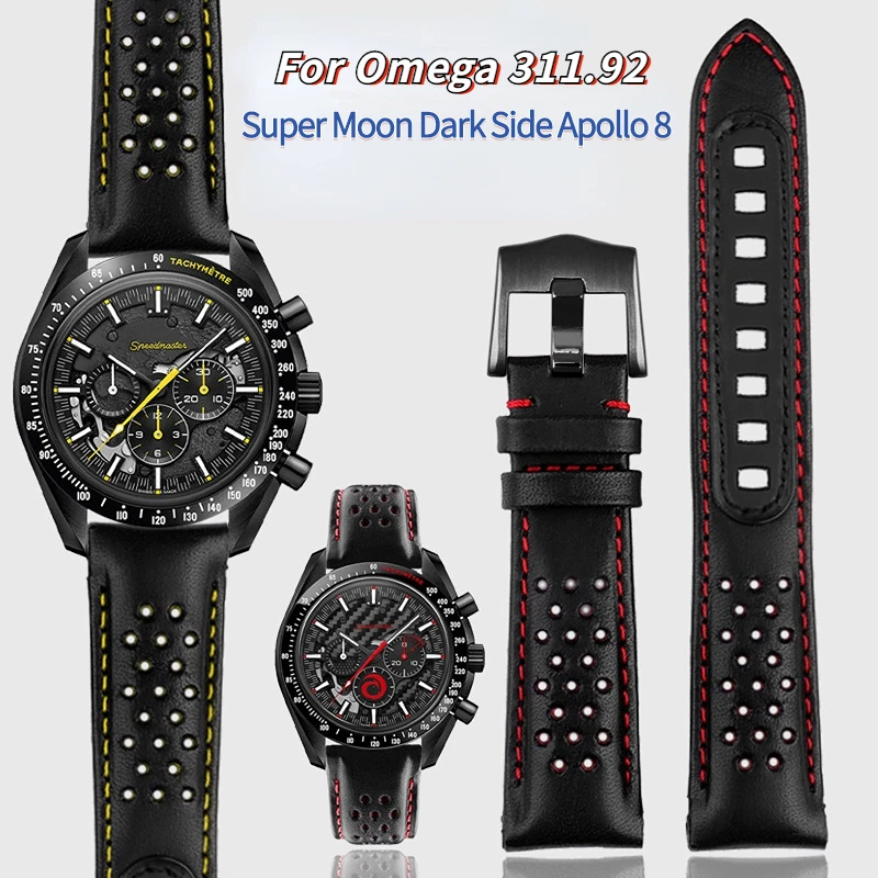 

Calfskin Leather Watchband 21mm For Omega Super Moon Dark Side Apollo 8 Series Men's 311.92 Watch Band Strap 311.92.44 Bracelet