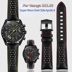 Calfskin Leather Watchband 21mm For Omega Super Moon Dark Side Apollo 8 Series Men's 311.92 Watch Band Strap 311.92.44 Bracelet