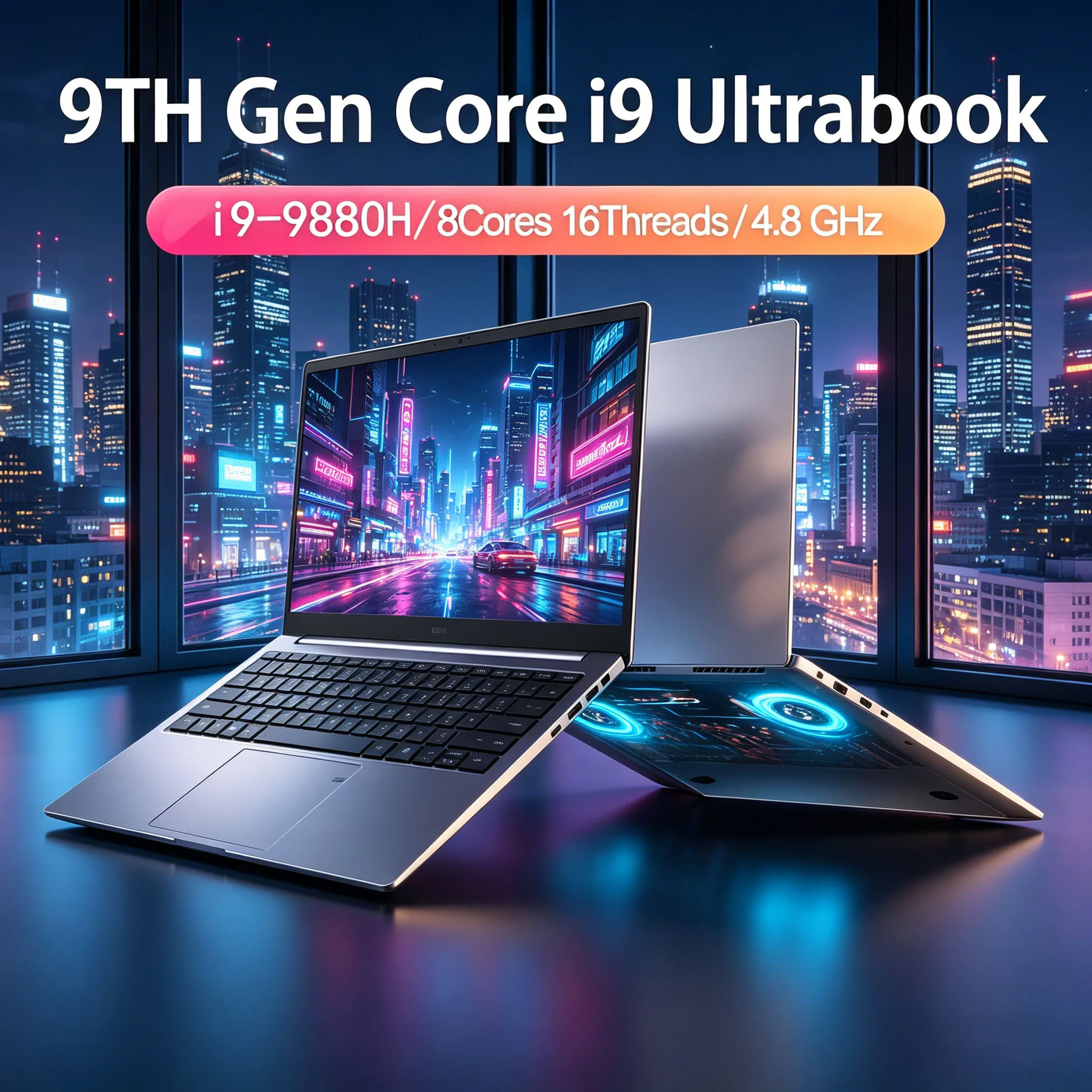 Nova Power 15.6 Inch Laptop 2DDR4 2M.2 SSD Intel i9 Processor Windows 11 Pro WIFI5 BT Fingerprint Ultrabook