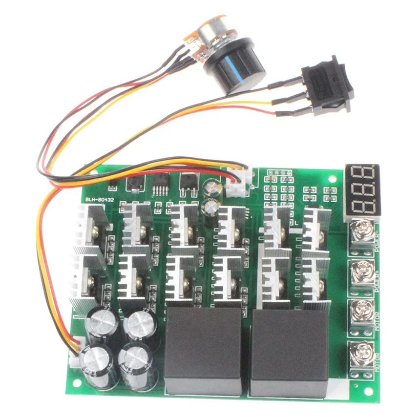 Controlador de velocidad del Motor DC10V-55V, convertidor de marcha atrás hacia adelante, 100a máx. con interruptor de perilla, equipo eléctrico, 1 piezas, 12V, 36V, 48V, 60a