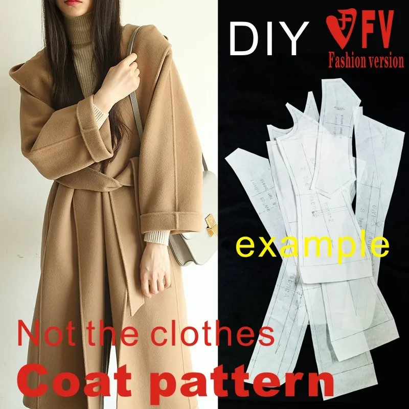 Double-sided cashmere coat pattern casual loose hooded garment making sewing drawings BFY-233