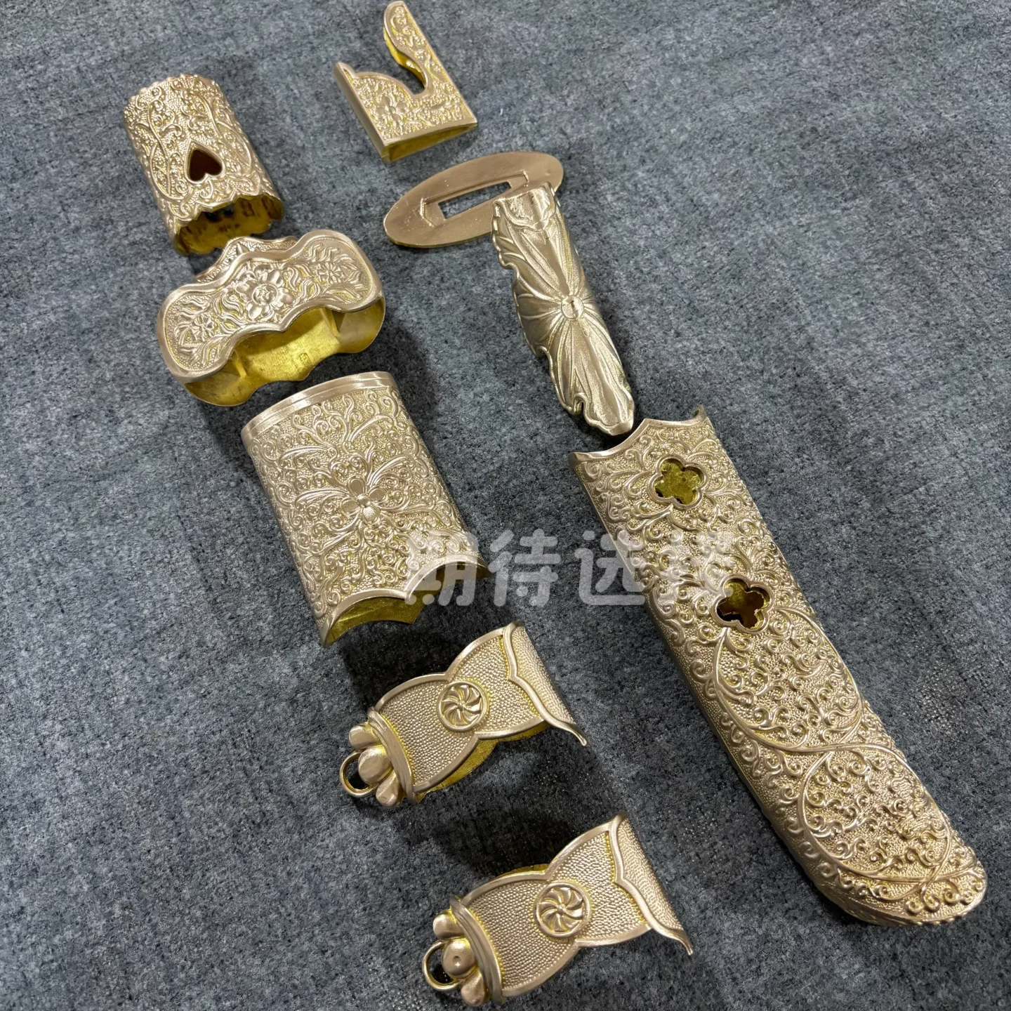 Complete Set of Vintage & Brass Copper Sword Fittings Accessories for Chinese Brotherhood & Family Qi Sword