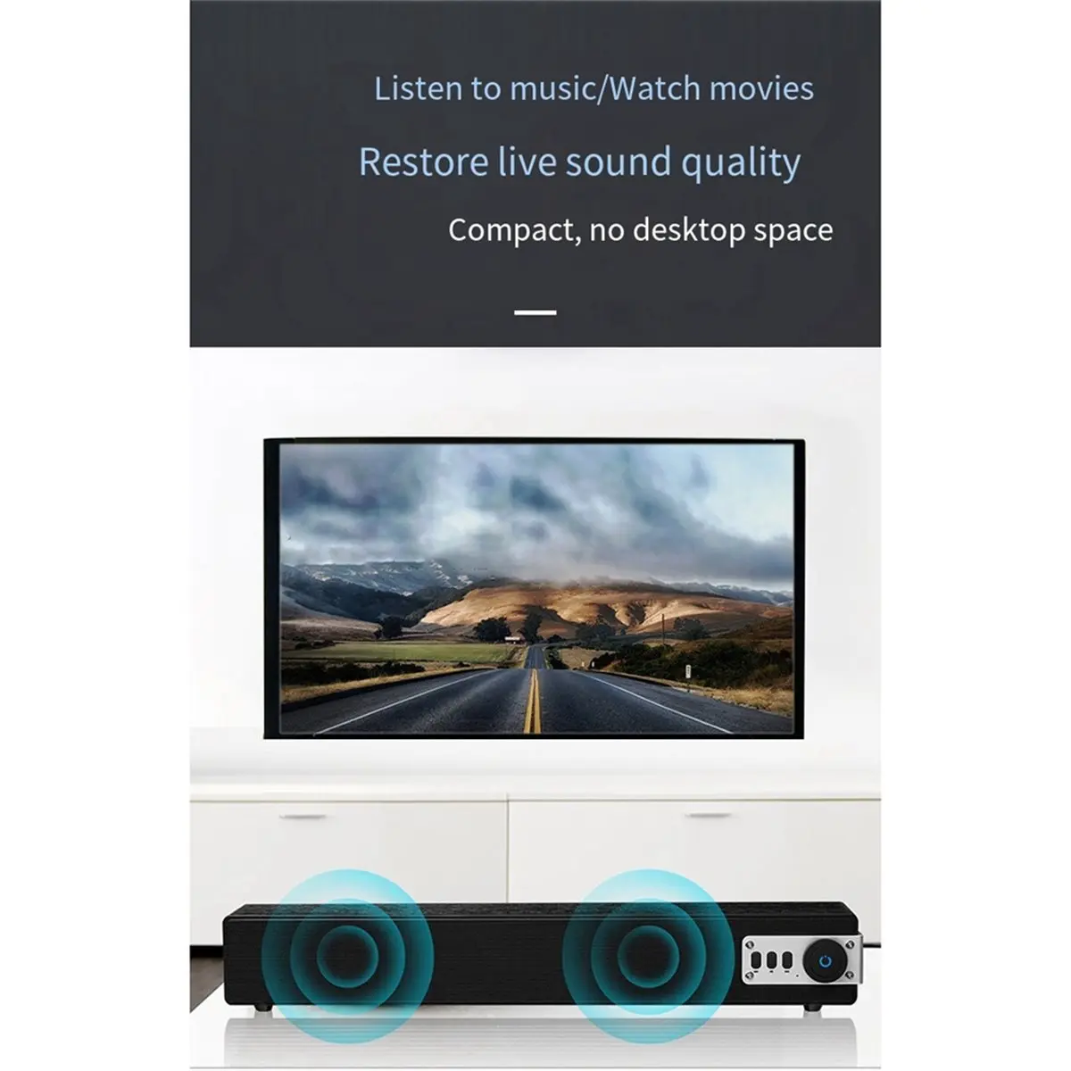 Sound Bar Bluetooth Speaker Wooden Multimedia Bar BT5.0 Speaker 52mm 4Ω Dual-Speaker USB AUX TF Card Input Interfaces