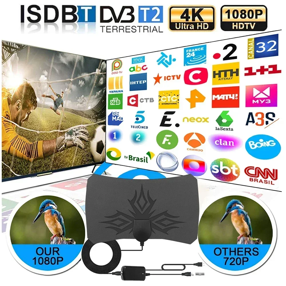 3000 Miles 8K Digital DVB-T2 TV Antenna with amplifier Booster 1080P Aerial For outdoor Car antenna RV travel Indoor smart tv