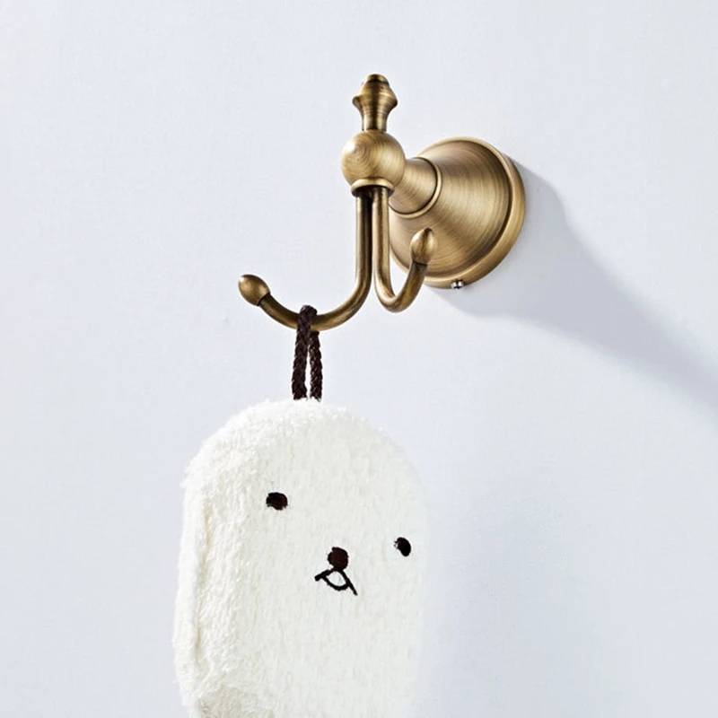TKOH-ganchos para bata, ganchos para toallas de latón antiguo, colgador de toallas para baño, gancho de pared para puerta, decoración Retro para el hogar, accesorios de baño