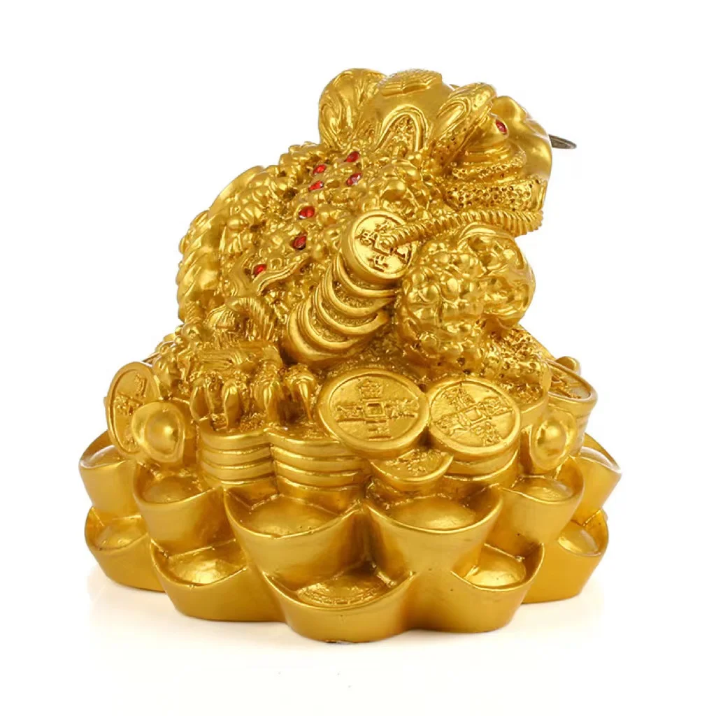 Chinese Feng Shui Toad Gold Money Coin Toads Figurine LUCKY Fortune Home Decoration I Ching Frog Living Room Ornament Favor Gift