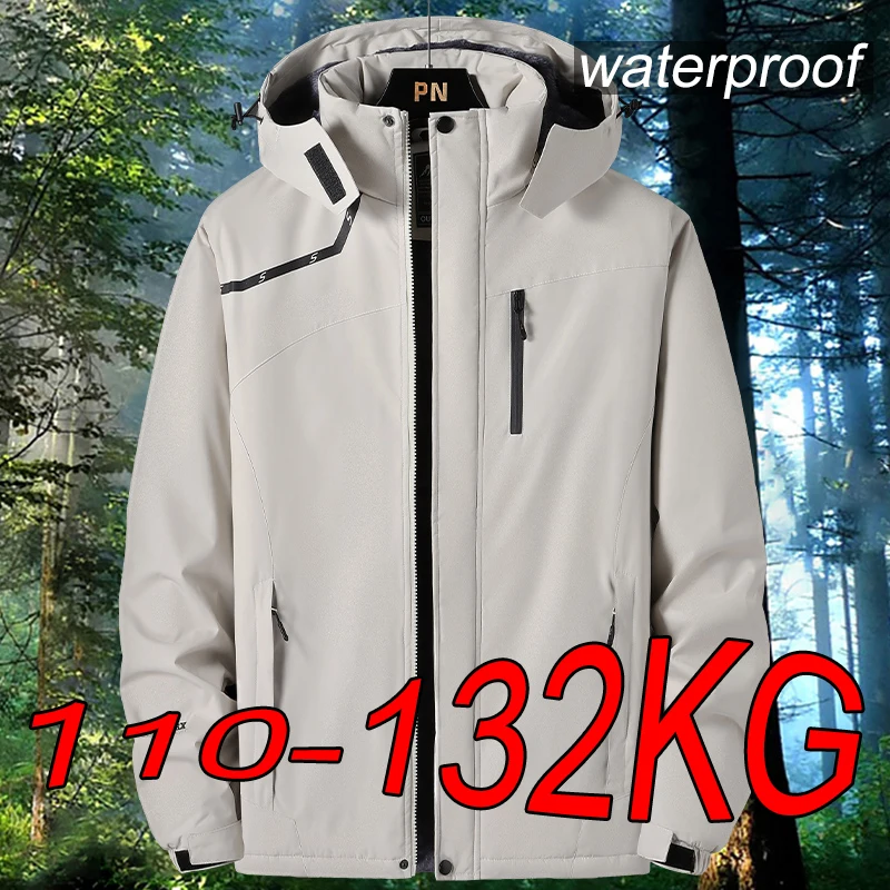 

Men Waterproof Jackets 6XL 7XL Plus Size Outdoor Hiking Windbreaker Wear-resistant Breathable Mountaineering Jacket