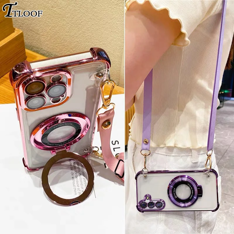 Crossbody Necklace Lanyard Magnetic Case For Samsung A53 A52 A32 A13 A23 A33 A73 A12 A22 A03S A02S A04 A04E A05 A06 A05S Cover