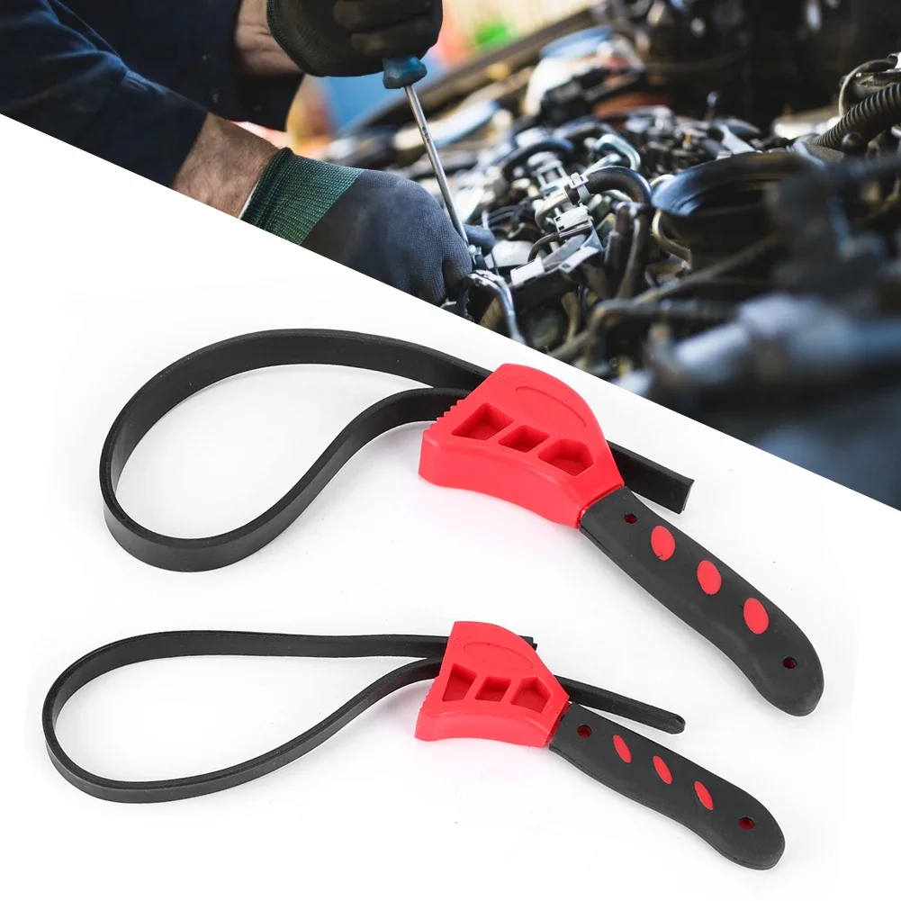 2pcs Non-Slip Belt Type Oil Filter Wrench Tighten Loosen Removal Spanner Car Repair Hand Tools