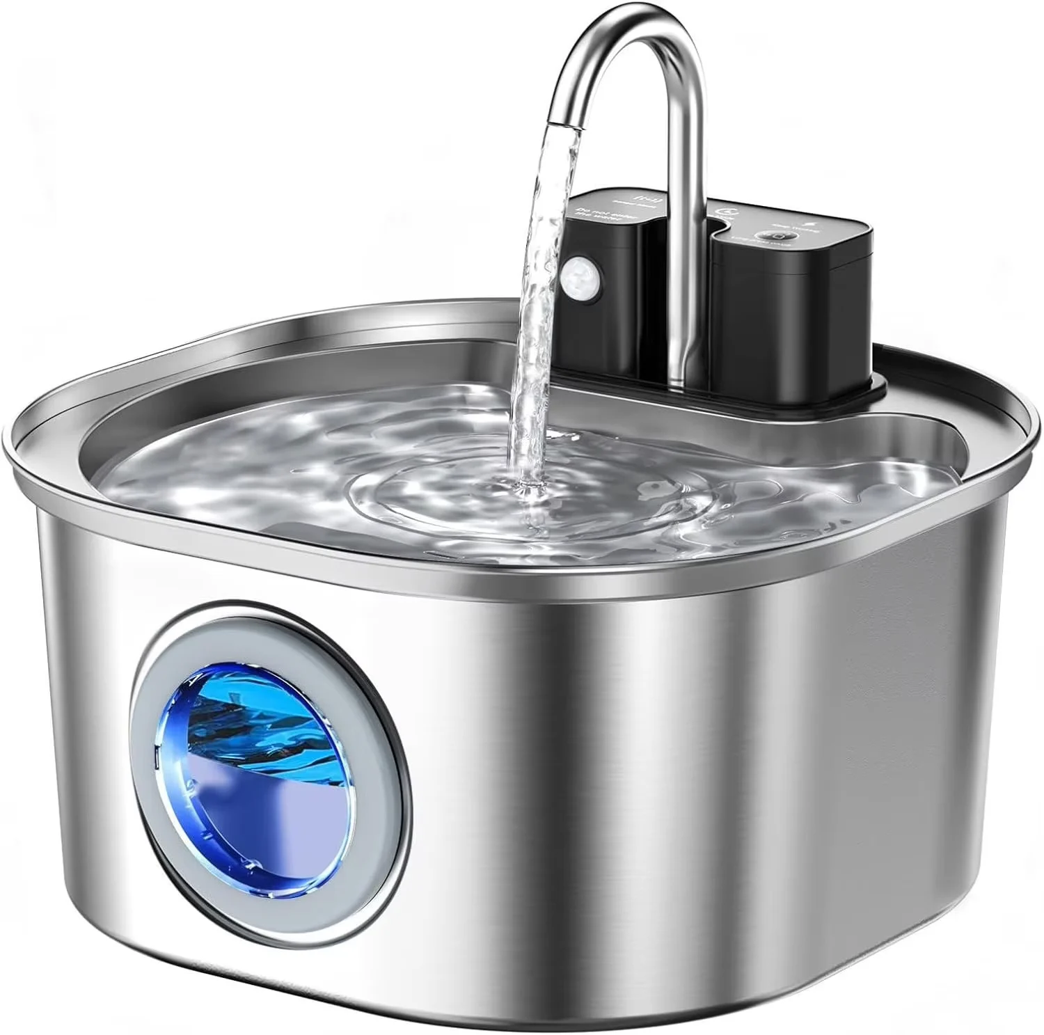

3.2L Stainless Steel Wireless Pet Water Fountain Battery Powered Motion Sensor Silent Filtered Cat and Dog Water Fountain