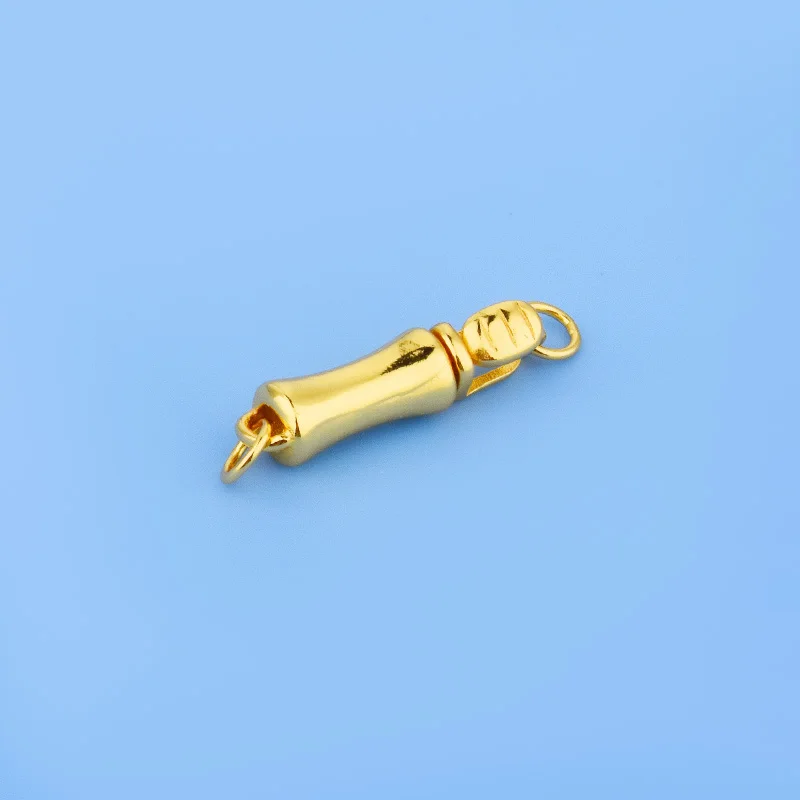 S925 Sterling silver press lock millet bead bamboo buckle Pearl buckle diy necklace buckle empty buckle