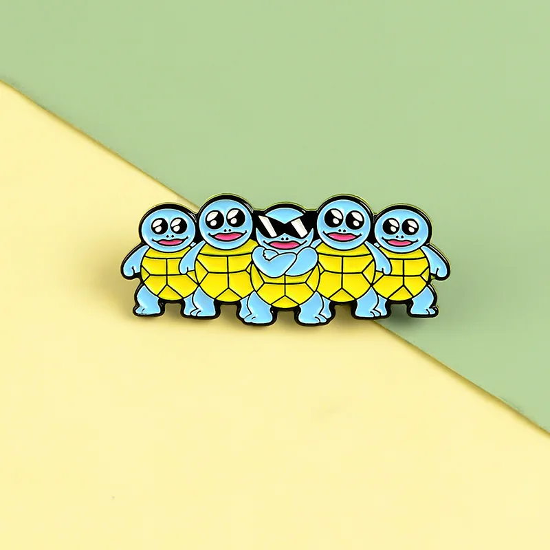 Pokémon Cartoon Brooches Creative Fashion Jewelry Badge Cartoon Cute Squirtle Sunglasses Anime Peripheral Women Lapel Pins Gifts