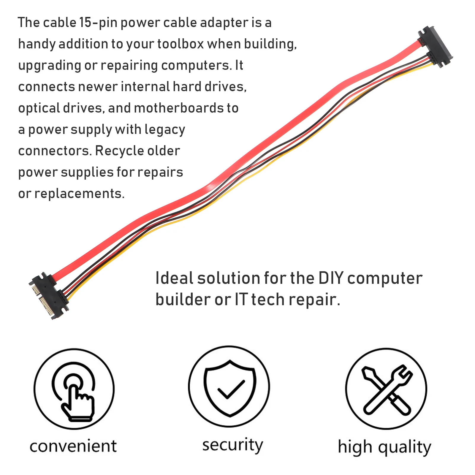 

2 Pcs Adapter Cable Hard Disk Extension Computer Power Cord Supply Connector
