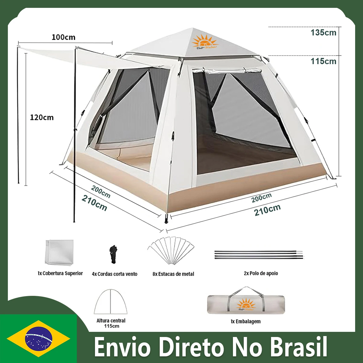 Outdoor Rainfly Portable Automatic Tent with Carring Bag for Hiking Camping 4 Person