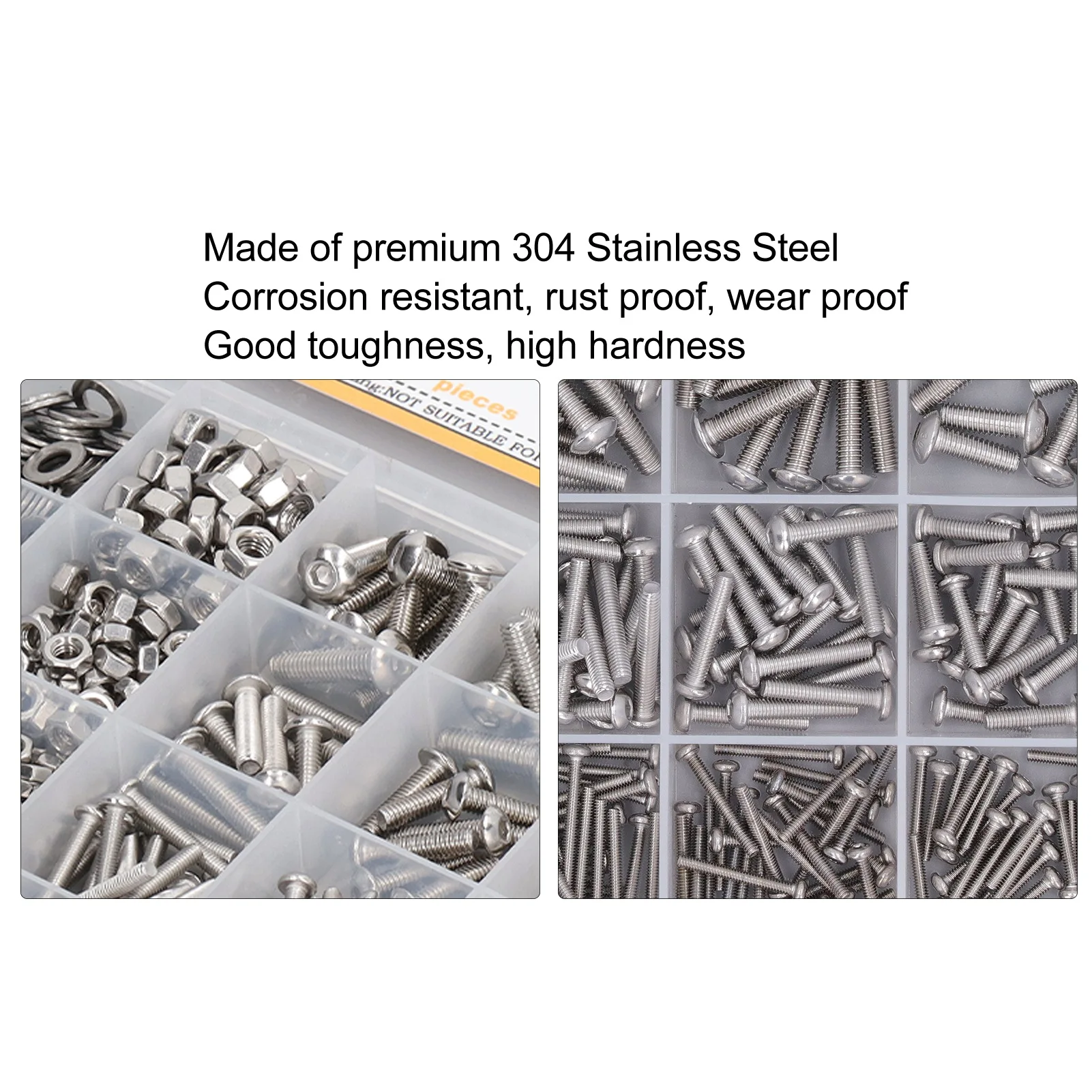 Kit d'Écrou à Vis en Acier Inoxydable, Rondelle Enroulée M2 M3 Figuré M5, Tête Demi-Ronde, Vis à Douille Hexagonale, Rondelles Kg, 884 Pièces