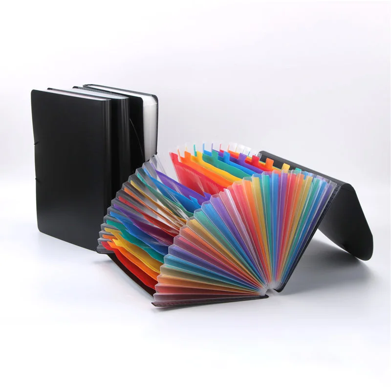 Student paper clip A4 rainbow 24 grid 6-wire round lid organ bag folder folder organizer  organizador  folders  file folder