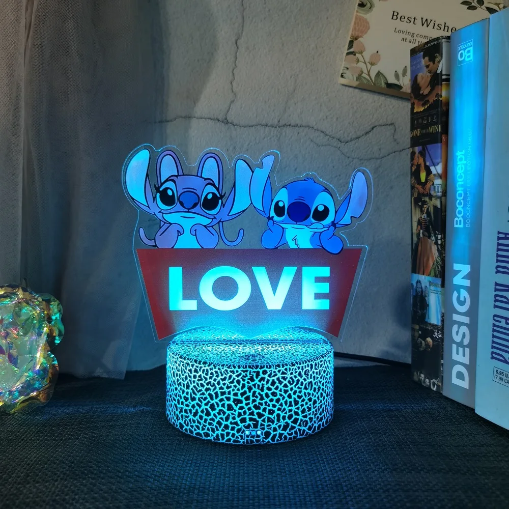 Cool 16 Colours  Lilo & Stitch Night Light, 3D LED with Smart Remote Control, Children\'s Room Decoration, Christmas Day Gift