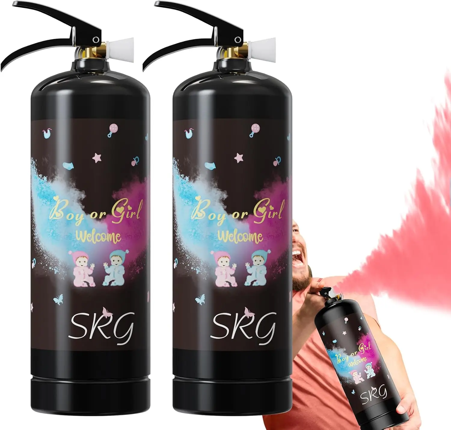 

Розовый дымовой генератор для определения пола ребенка - 2 штуки, выбрасывает дым на расстояние более 6 метров, идеально для вечеринок в честь рождения девочки