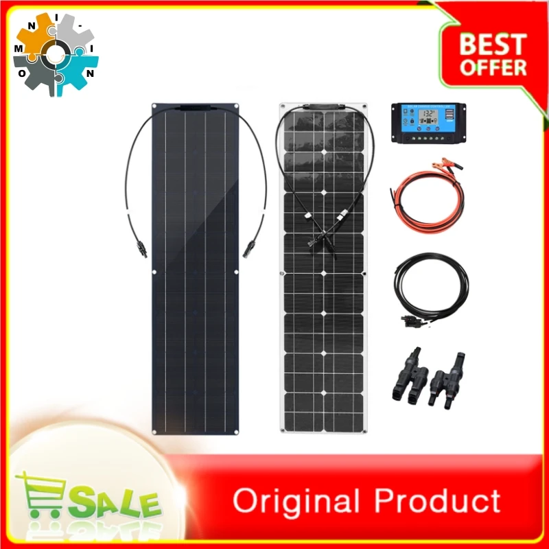 

Omni-in 50W 100W monocrystalline flexible solar panel kit, 12V battery charger system for camper RV etc