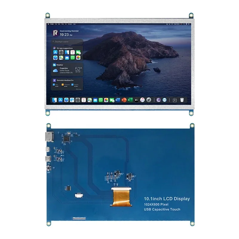 شاشة Raspberry Pi 10.1 بوصة تعمل باللمس 1024x600 HDMI شاشة محمولة مع فتحة إصلاح لـ Raspberry Pi 5/4/3B/B+ Win11/10/8