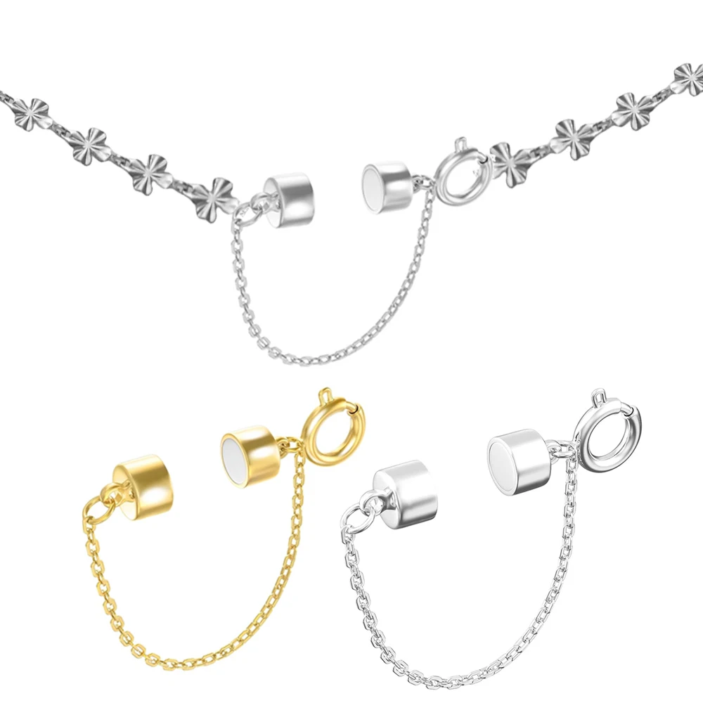 

5pcs Metal Magnetic Clasps and Closures with Safety Chain For DIY Bracelet Necklace Extender Jewelry Making Supplies Accessories
