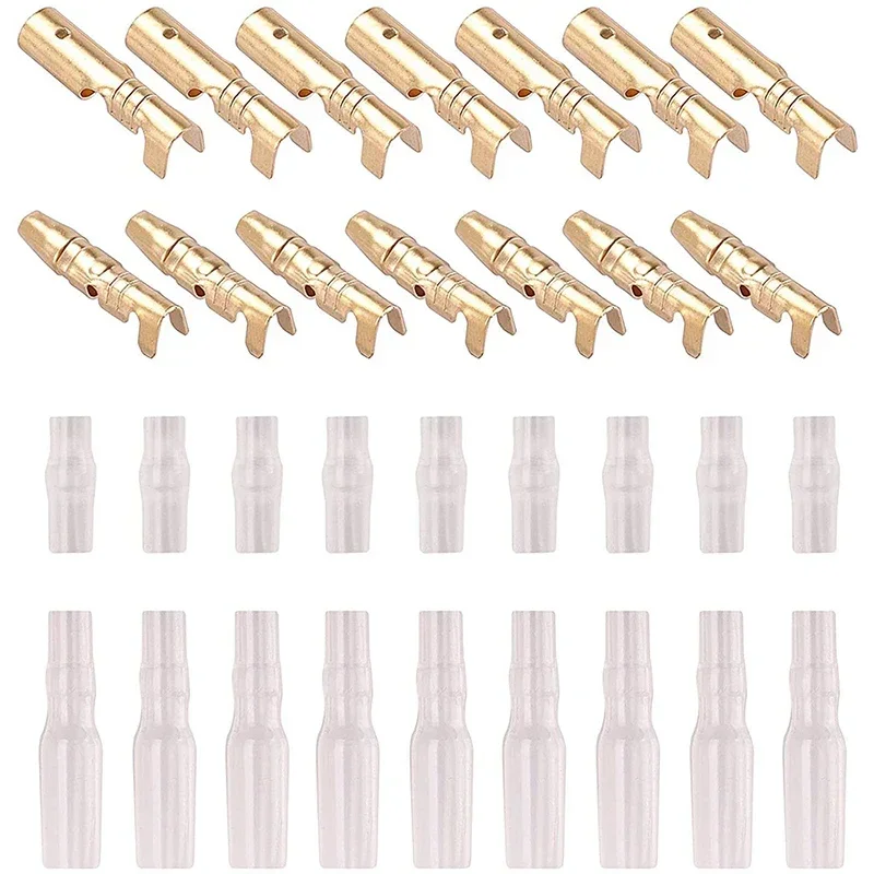 120pcs Crimp Terminals Male Female Fast Butt Bullet Electrical Wire Connectors 3.5mm For Motorcycle with Insulating Sleeve Cover