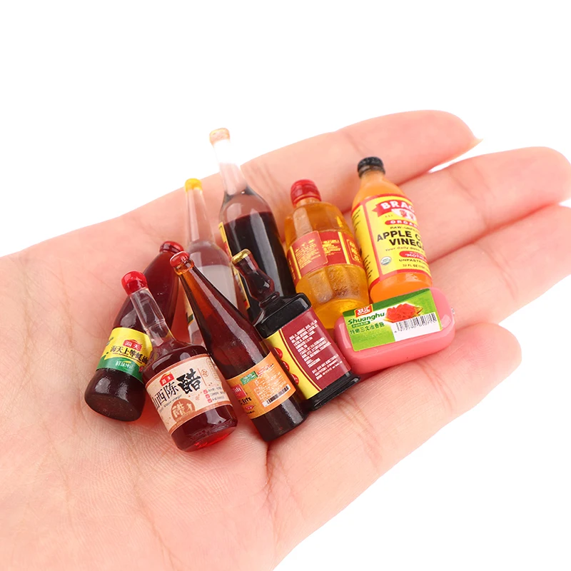 5Pcs Miniature Dollhouse Kitchen Condiment Oil Vinegar Soy Sauce Detergent Model For Dollhouse Accessories Decoration