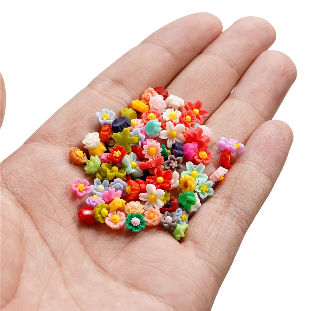 100Pcs/Lot Cute Resin 6/8mm Mixed Flowers Fillings Materials for DIY Epoxy Resin Mold Nail Art Decor Crafts Accessories
