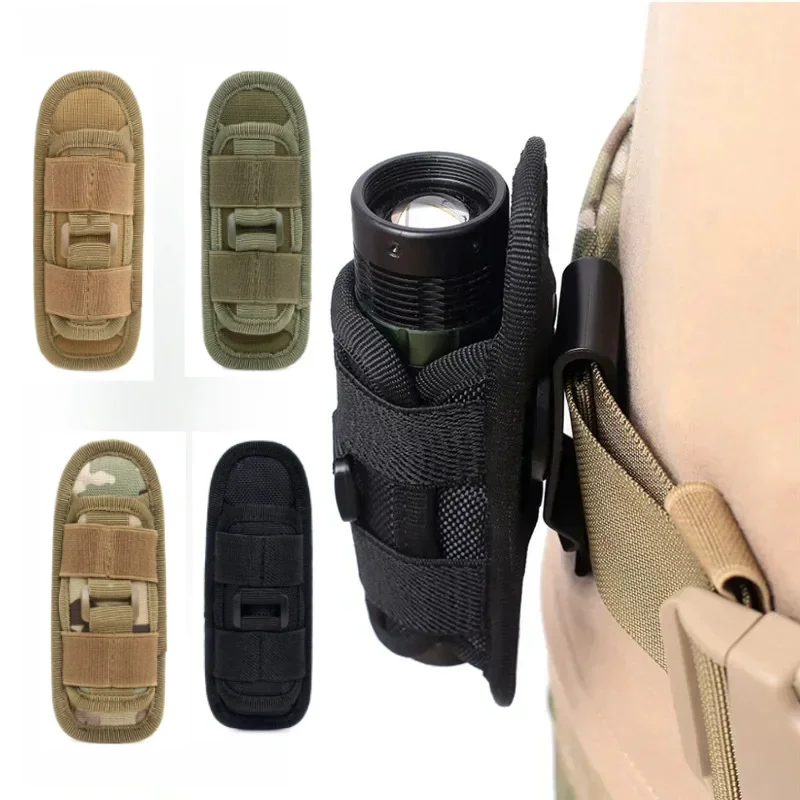 Tactical Molle flashlight bag, 360 degree rotatable flashlight cover, hunting lighting accessories, survival kit