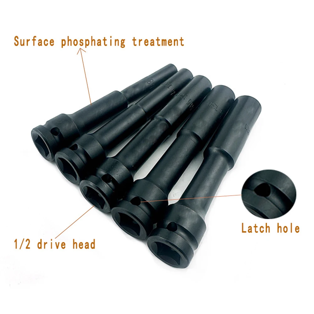 

5 шт., набор метрических глубоких ударных головок с приводом 1/2 дюйма, шестигранная головка 8-14 мм, высокопрочная Cr-V-образная сталь для сверхмощных ударных автомобильных гаечных ключей