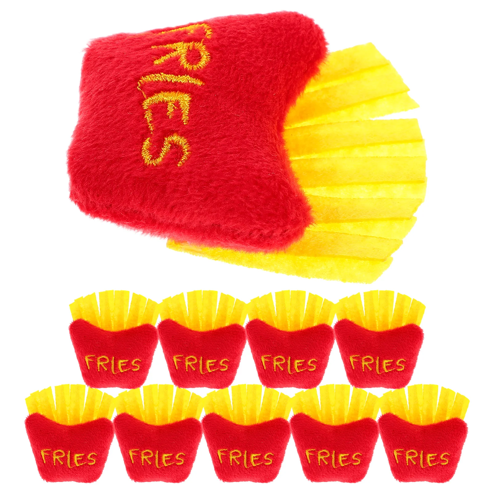 10 Pcs Plush Chip Toy French Fries Soft Food Funny Pillow Stuffed Animal Clothing