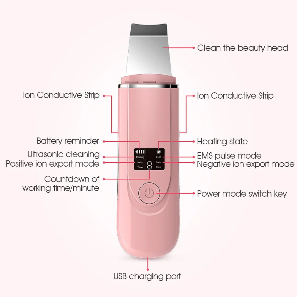 超音波フェイスマッサージャー,超音波スキンクレンザー,ブラックヘッドリムーバー,ポアクリーナー,ディープフェイスケアツール