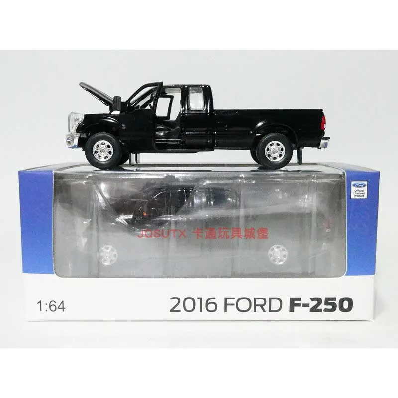 BM Diecast Alloy 1:64 2016 F-250 Classic Black Pickup Truck Model Open Door Adult Collection Display Ornament