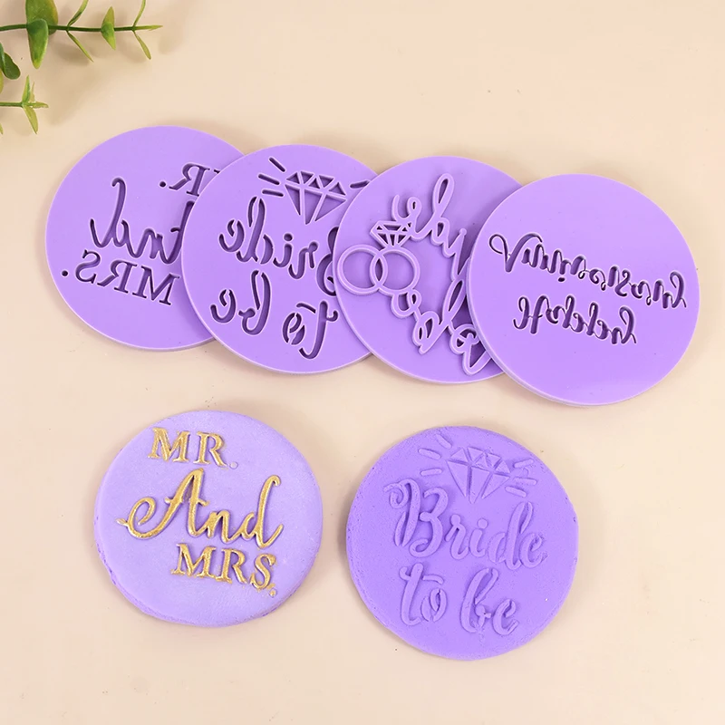 Bride To Be Wedding Cookie Embossed Stamp Mr Mrs Love Biscuit Mould Valentines Day Party Supplies Bridal Shower DIY Baking Tools