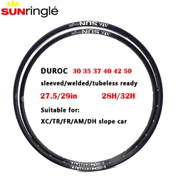 Sunringle DUROC Rims 30 35 37 40 42 50 Mtb Rims 27.5/29 Inch Mountain Tubeless Soldering Rim 28/32H Hoops Width Aluminium Rims